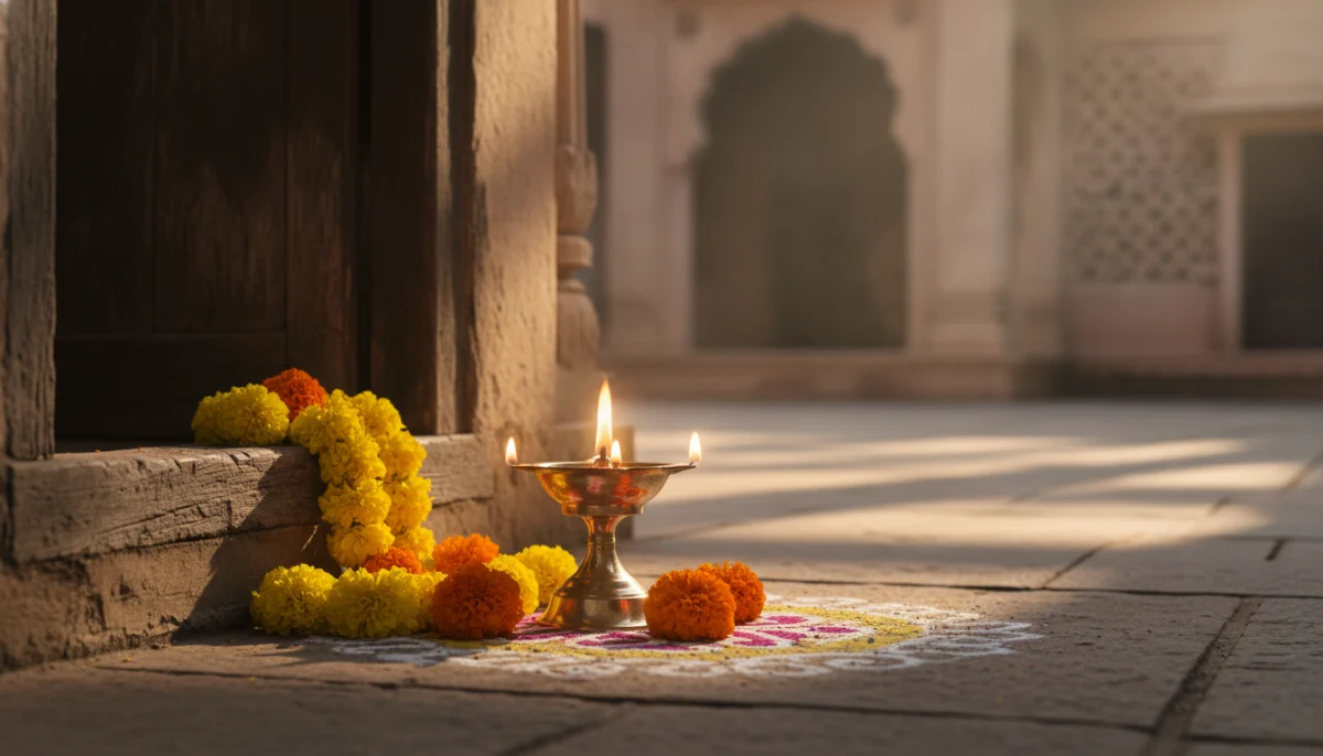 आई वडिलांवर सुंदर विचार सांगणारी सुवासिक फुले आणि तेवणारी पितळी समई