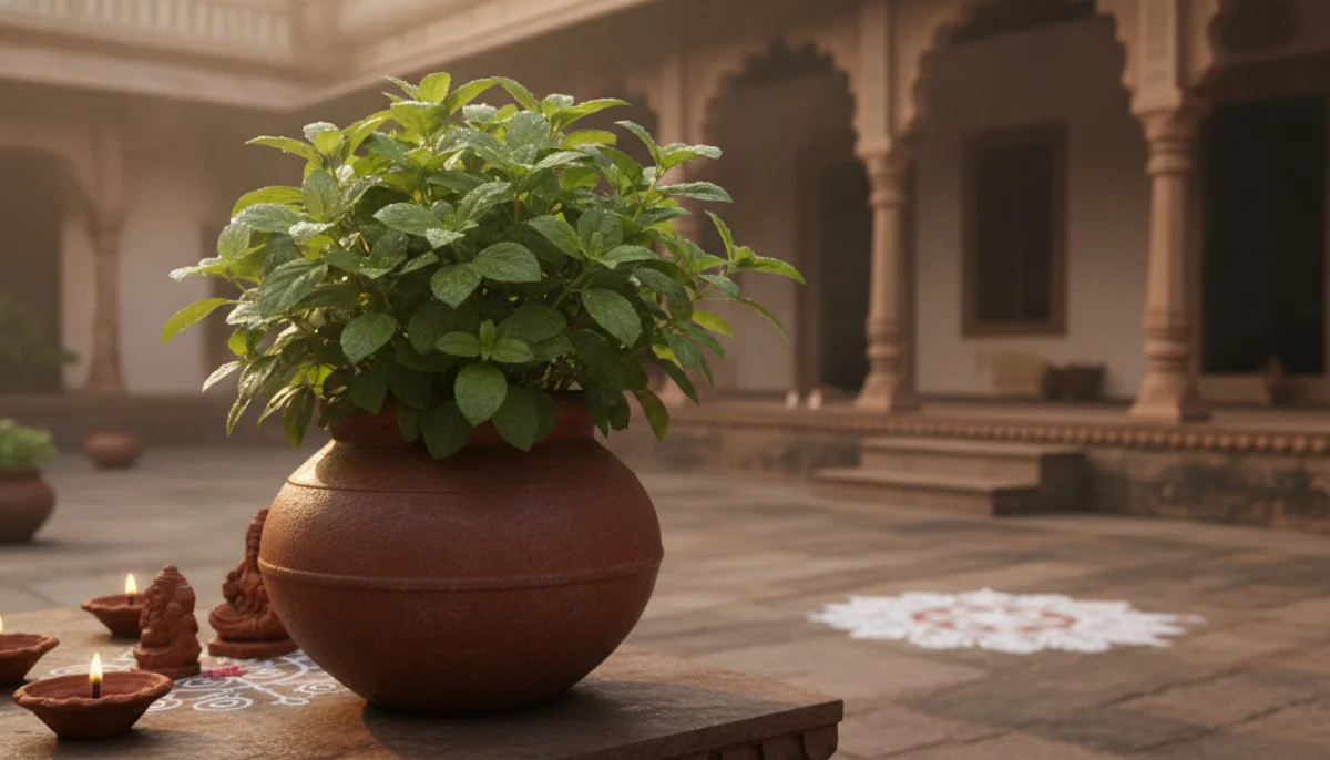 सकाळच्या प्रसन्न वातावरणात आरोग्य विषयक सुविचार दर्शवणारे निसर्गरम्य दृश्य