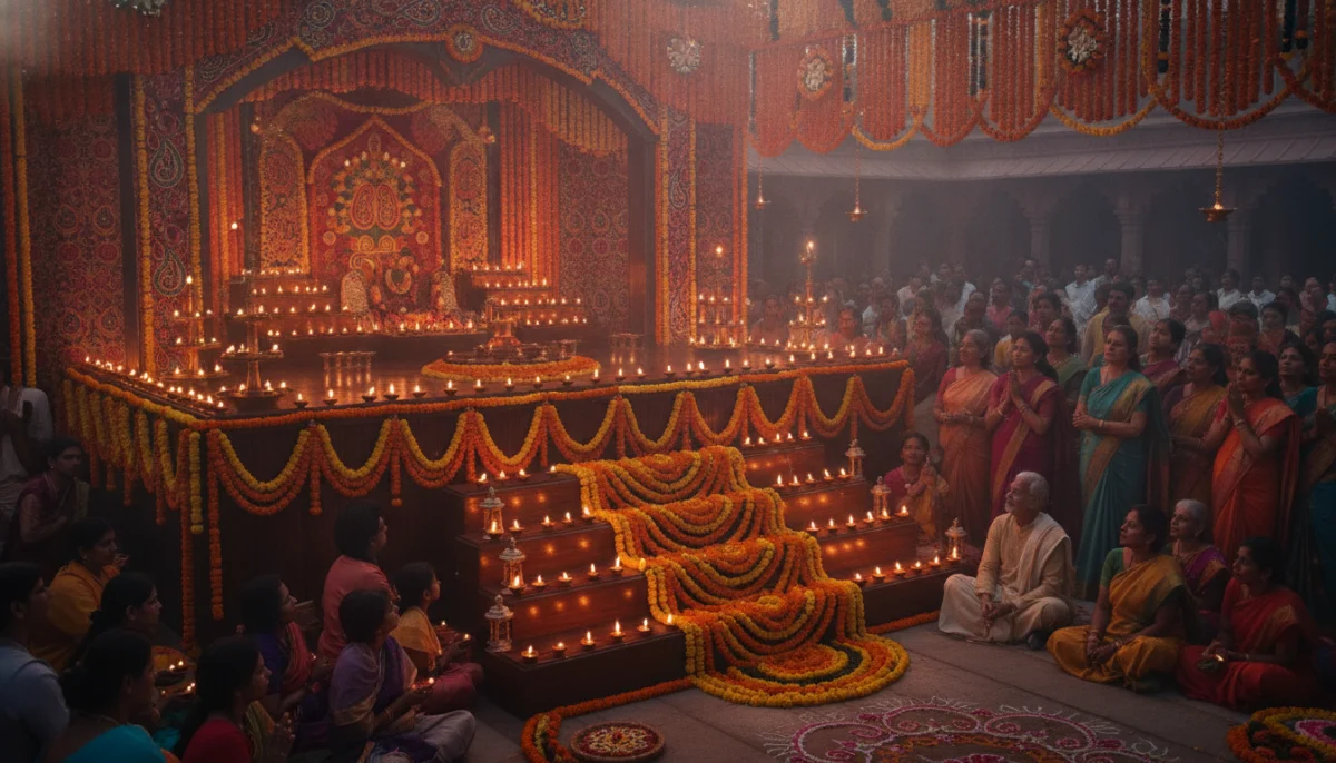 नवरात्रोत्सवात महिला सन्मान आणि सामाजिक सुरक्षिततेचा संदेश देणारा देखावा